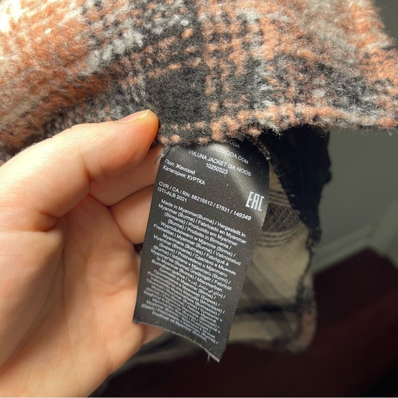 Vero Moda Women’s Pink Black Plaid Oversized fall layering Shacket Jacket Size L - Picture 7 of 9